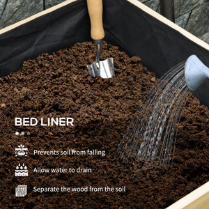 Wooden Raised Garden Bed with Wheels, Elevated Planter Box with Metal Legs, Drainage Holes and Bed Liner, for Vegetables, Flowers, Herbs