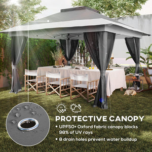 11.7' x 11.7' Pop Up Canopy Tent with Netting, UPF50+ Instant Party Tent Gazebo, Height Adjustable, with Wheeled Carry Bag and Sand Bags for Outdoor, Garden, Patio