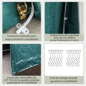 7.9' x 6.6' Garden Storage Tent, Heavy Duty Bike Shed, Patio Storage Shelter w/ Metal Frame and Double Zipper Doors, Green