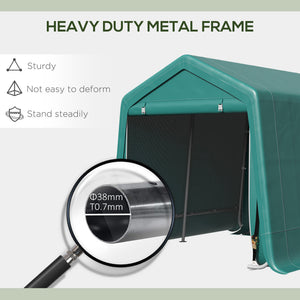 7.9' x 6.6' Garden Storage Tent, Heavy Duty Bike Shed, Patio Storage Shelter w/ Metal Frame and Double Zipper Doors, Green