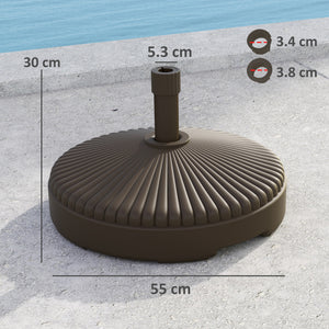 Garden Parasol Base Holder, 28kg Sand Filled, 23kg Water Filled, Sun Umbrella Base Outdoor Umbrella Stand Weight, Brown