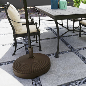 Garden Parasol Base Holder, 28kg Sand Filled, 23kg Water Filled, Sun Umbrella Base Outdoor Umbrella Stand Weight, Brown