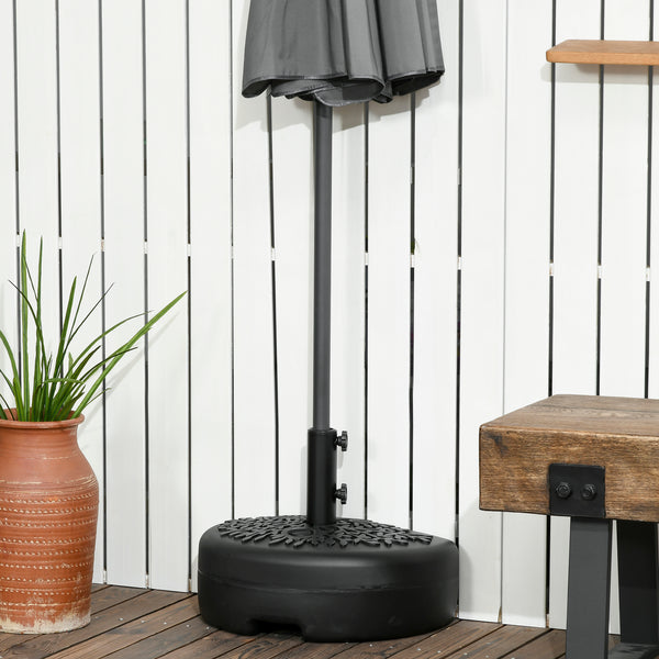 Half Round Umbrella Base, Half Patio Parasol Stand Holder for Deck, Garden, 18 kg Capacity Water or 21 kg Capacity Sand, Fit 3.8 cm or 4.8 cm Pole, Black