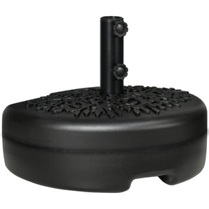 Half Round Umbrella Base, Half Patio Parasol Stand Holder for Deck, Garden, 18 kg Capacity Water or 21 kg Capacity Sand, Fit 3.8 cm or 4.8 cm Pole, Black