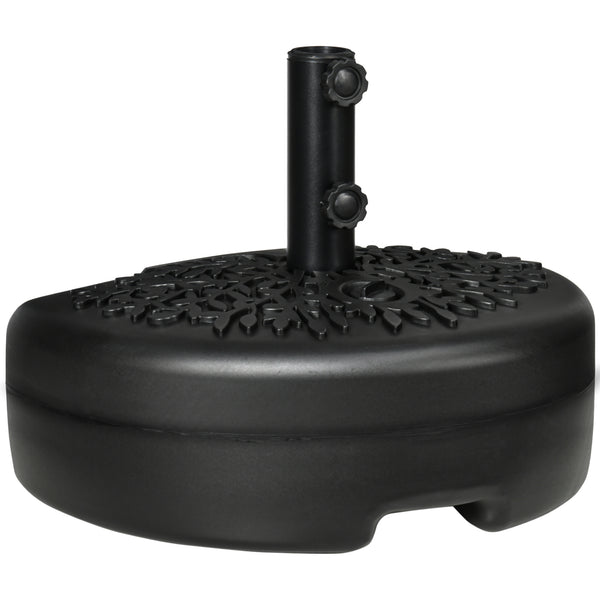 Half Round Umbrella Base, Half Patio Parasol Stand Holder for Deck, Garden, 18 kg Capacity Water or 21 kg Capacity Sand, Fit 3.8 cm or 4.8 cm Pole, Black