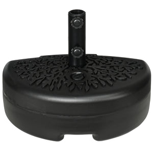 Half Round Umbrella Base, Half Patio Parasol Stand Holder for Deck, Garden, 18 kg Capacity Water or 21 kg Capacity Sand, Fit 3.8 cm or 4.8 cm Pole, Black