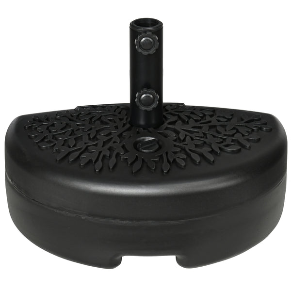 Half Round Umbrella Base, Half Patio Parasol Stand Holder for Deck, Garden, 18 kg Capacity Water or 21 kg Capacity Sand, Fit 3.8 cm or 4.8 cm Pole, Black