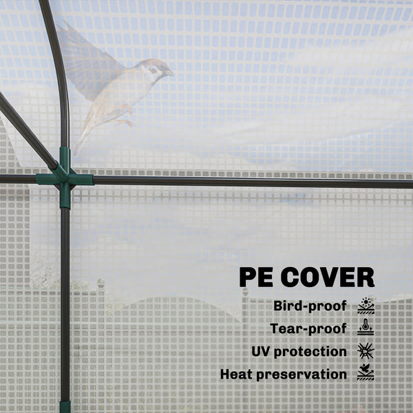 3 Tier Mini Greenhouse, 56.3" x 18.1" x 65" Small Portable Greenhouse with 2 Roll-up Doors, Garden Plant Growhouse with PE Cover for Indoor Outdoor, White