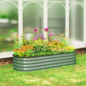 5' x 2' x 1' Galvanized Raised Garden Bed Kit, Outdoor Metal Elevated Planter Box with Safety Edging, Easy DIY Stock Tank for Growing Flowers, Herbs & Vegetables, Green