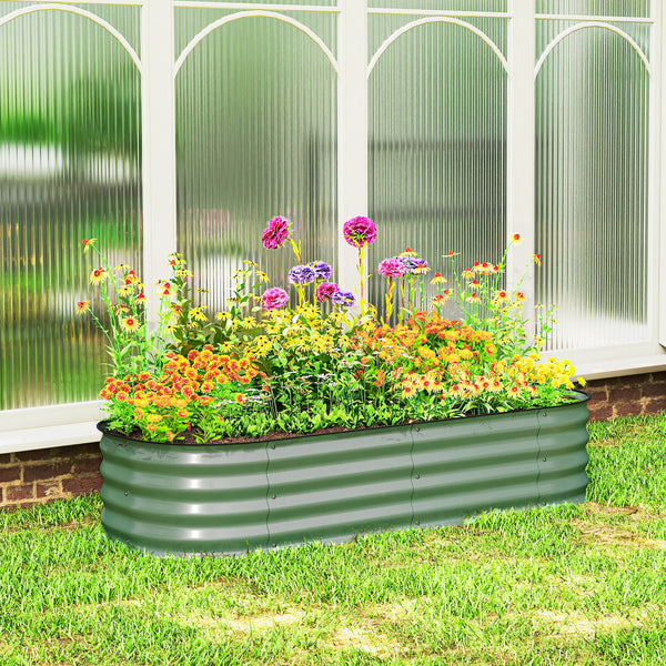 5' x 2' x 1' Galvanized Raised Garden Bed Kit, Outdoor Metal Elevated Planter Box with Safety Edging, Easy DIY Stock Tank for Growing Flowers, Herbs & Vegetables, Green