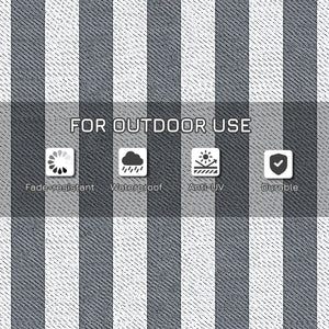 Outsunny Reversible Outdoor Rug, 9' x 18' Waterproof Plastic Straw Floor Mat, Portable RV Camping Carpet, Large Floor Mat for Backyard, Deck, Picnic, Beach, Gray & White Striped