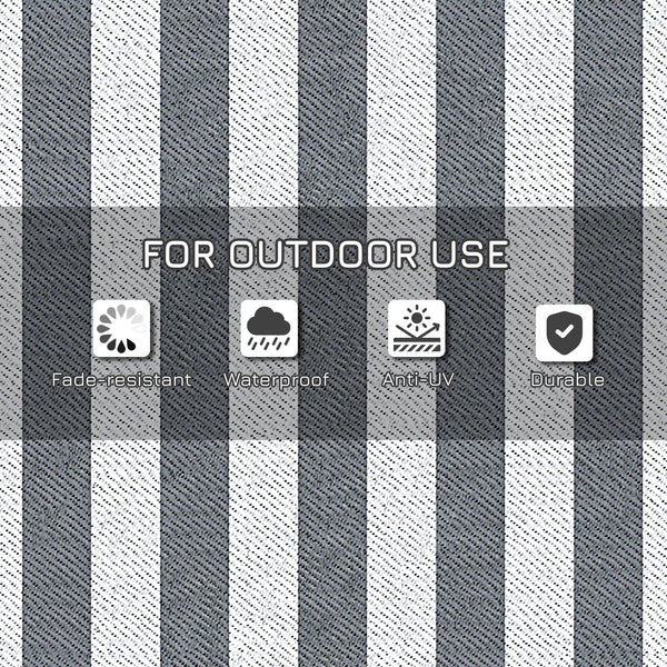 Reversible Outdoor RV Rug, 9' x 18' Patio Floor Mat with Carry Bag, Outdoor Carpet for Backyard, Deck, Picnic, Beach, Camping, Striped, Grey and White