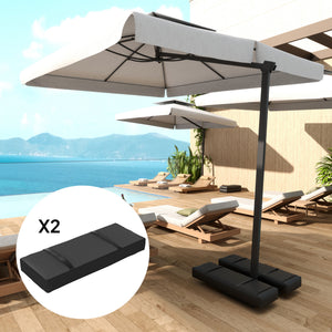 Parasol Weights Set of 2, Parasol Base Weights Bags, 25kg Fillable Sandbag Weights with Handles, Cantilever Umbrella Base Weights, Black