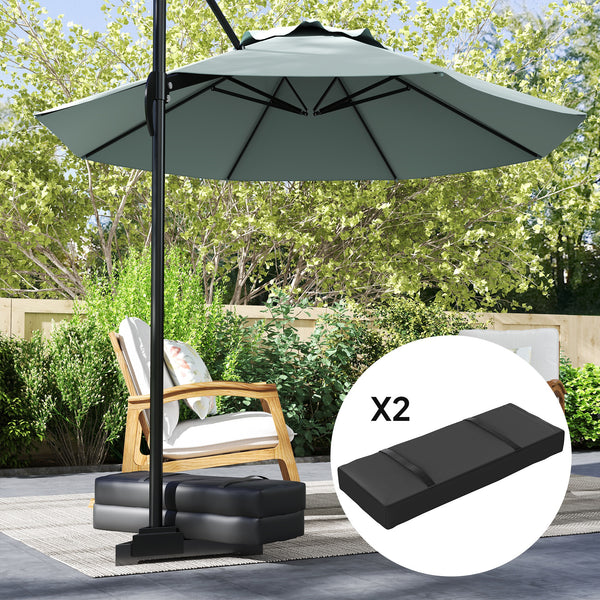 Parasol Weights Set of 2, Parasol Base Weights Bags, 25kg Fillable Sandbag Weights with Handles, Cantilever Umbrella Base Weights, Black