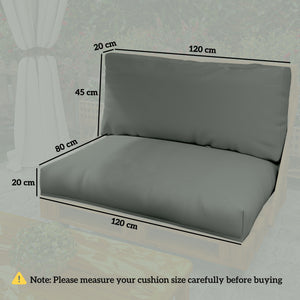 2 Seater Pallet Furniture Cushions Pallet Cushions, UPF20+ 220gsm Fabric, 20 cm Thick Outdoor Seat Pads, Charcoal Grey