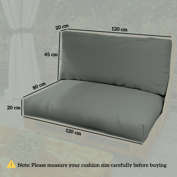 2 Seater Pallet Furniture Cushions Pallet Cushions, UPF20+ 220gsm Fabric, 20 cm Thick Outdoor Seat Pads, Charcoal Grey