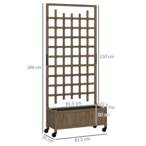 Wooden Trellis Planter, Raised Beds for Garden with Wheels and Drainage Holes, Privacy Screen Planter Box to Grow Vegetables, Herbs and Flowers for Garden, Patio, Deck, Brown