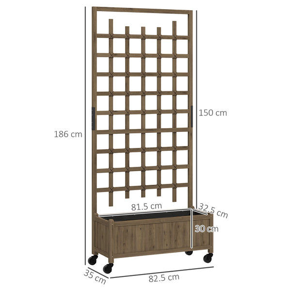 Wooden Trellis Planter, Raised Beds for Garden with Wheels and Drainage Holes, Privacy Screen Planter Box to Grow Vegetables, Herbs and Flowers for Garden, Patio, Deck, Brown