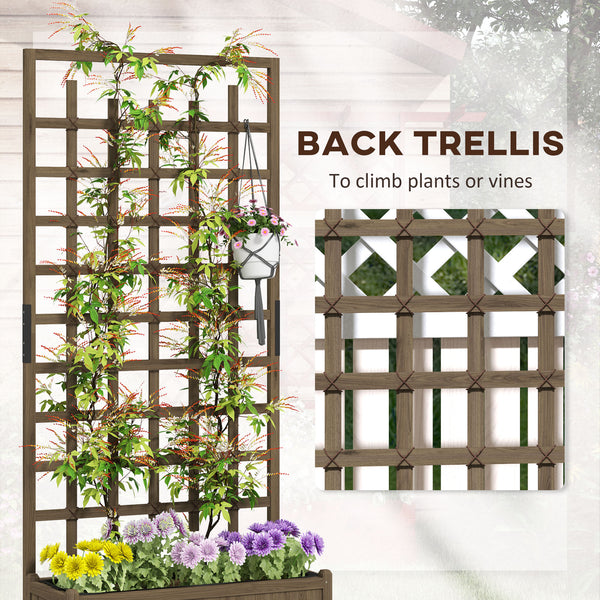 Wooden Trellis Planter, Raised Beds for Garden with Wheels and Drainage Holes, Privacy Screen Planter Box to Grow Vegetables, Herbs and Flowers for Garden, Patio, Deck, Brown