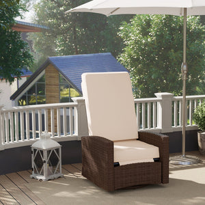 PE Rattan Outdoor Swivel Chair with 360° Swivel, Wicker Patio Chair with Footrest, Soft Cushion and Armrest for Patio, Garden, Backyard, Cream White