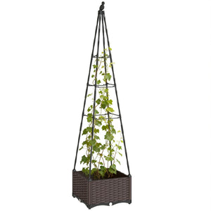 Raised Bed for Garden, Raised Garden Bed Planter Box with Trellis and Self Watering, Tomato Cage with Drainage Holes and Plugs for Climbing Plants Flowers Vegetable Herbs, 40 x 40 x 175 cm
