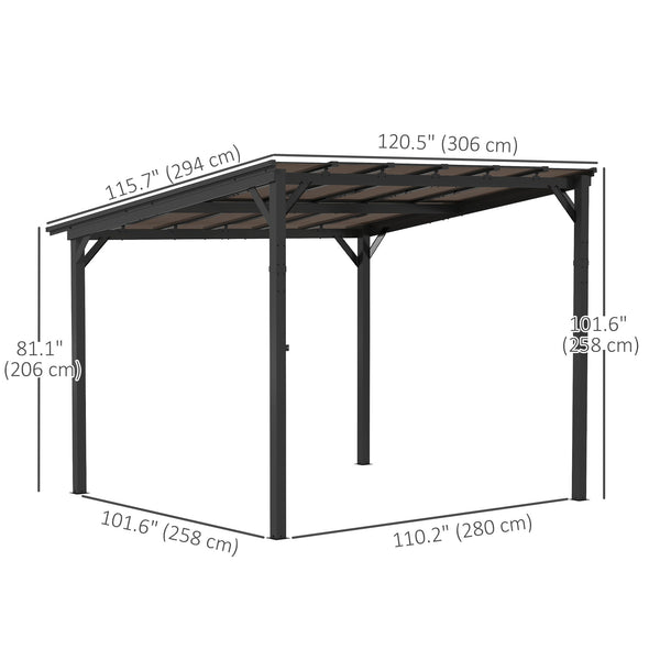 10' x 10' Outdoor Pergola with UPF 50+ and Waterproof Polycarbonate Roof, Wall-Mounted / Free Standing Hardtop Gazebo, Wind-resistant for Patio Deck Backyard, Dark Grey