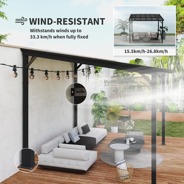 10' x 10' Outdoor Pergola with UPF 50+ and Waterproof Polycarbonate Roof, Wall-Mounted / Free Standing Hardtop Gazebo, Wind-resistant for Patio Deck Backyard, Dark Grey