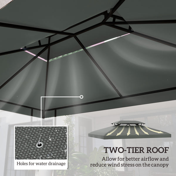 13.1' x 9.8' Gazebo Replacement Canopy 2 Tier Top UV Cover Pavilion Garden Patio Outdoor, Deep Grey (TOP ONLY)