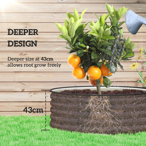 Galvanised Raised Garden Bed with Safety Edging, Outdoor Raised Planter Box with Gloves and Open Bottom, Metal Raised Bed for Flowers, Vegetables and Herbs, 120 x 120 x 43cm, Cream White