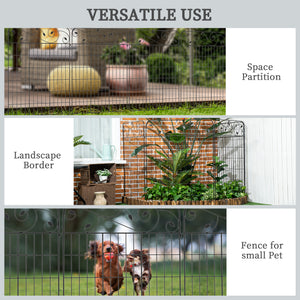 Garden Fence, 4 Pack Metal Fence Panels, 11.5' Animal Barrier & Decorative Border Flower Edging for Yard, Landscape, Patio, Outdoor Décor, 43" H, Square Vines