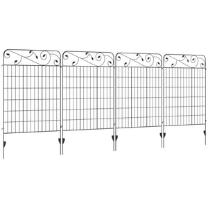 Garden Fence, 4 Pack Metal Fence Panels, 11.5' Animal Barrier & Decorative Border Flower Edging for Yard, Landscape, Patio, Outdoor Décor, 43" H, Square Vines