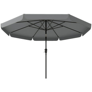 10 ft Patio Umbrella with Push Button Tilt and Crank, Outdoor Market Table Umbrella Parasol with Vent, 8 Ribs for Garden, Deck, Pool, Dark Grey