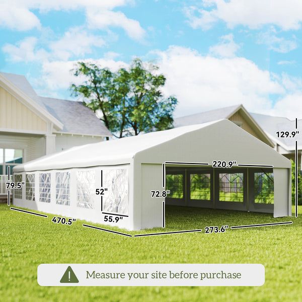 23 x 39 ft Heavy Duty Party Tent Outdoor Gazebo Wedding Tent Event Shelter Carport BBQ with Removable Sidewalls & Windows, Outside Waterproof Canopy for Parties, White