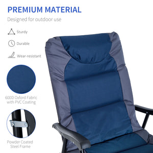 2pc Patio Foldable Rocking Chair Set w/ Soft Padded Seat, Backrest, and Headrest for park, backyard, garden, Navy Blue