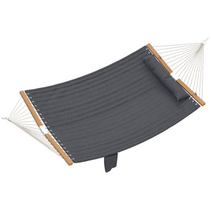 Double Hammock 2-Person with Pillow and Pad, Extra Large 200 x 140 cm, Load Capacity 200 kg, Swing Bed for Patio Porch Garden Lounging Outdoor and Indoor Grey