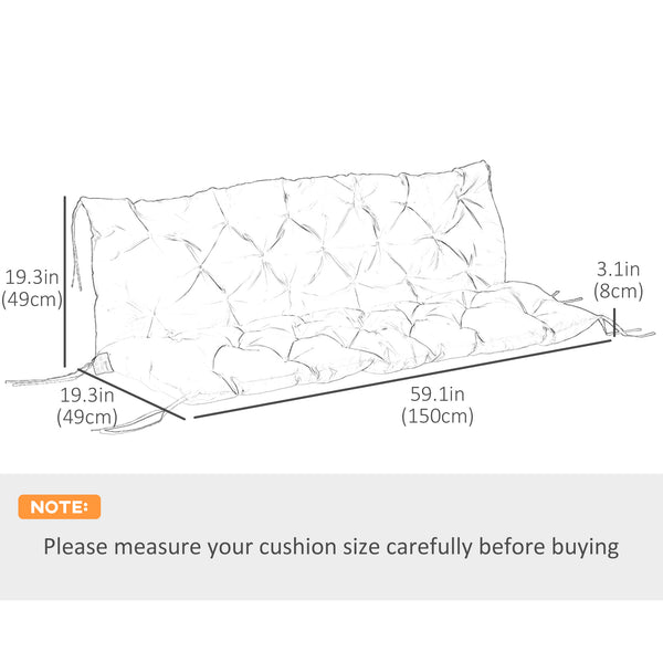 Porch Swing Cushion Garden Bench Cushion with Backrest, Non-Slip 3-Seater Thick Pad, Swing Chair Mat Replacement for Indoor and Outdoor, 59.1" x 38.6", Turquoise