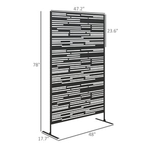 Metal Outdoor Privacy Screen, 78" H x 48" W Decorative Privacy Fence Screen, Freestanding Outdoor Divider with Stand, Climbing Plant Trellis for Garden Walkway, Balcony, Patio, Barcode Black