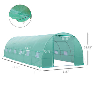 26' x 10' x 6.6' Large Walk in Tunnel Greenhouse Garden Plant Seed Green House Premium Steel Frame, Dark Green