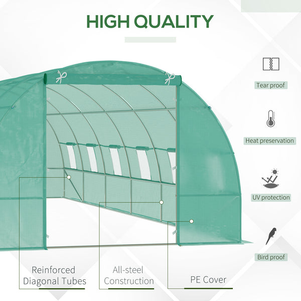 26' x 10' x 6.6' Large Walk in Tunnel Greenhouse Garden Plant Seed Green House Premium Steel Frame, Dark Green