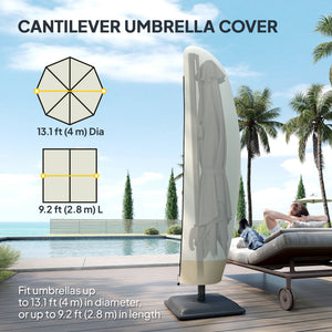 Waterproof Patio Umbrella Cover for 10ft to 13ft Outdoor Offset Umbrella with Zipper, Beige and Coffee