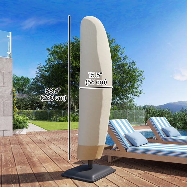 Waterproof Patio Umbrella Cover for 10ft to 13ft Outdoor Offset Umbrella with Zipper, Beige and Coffee