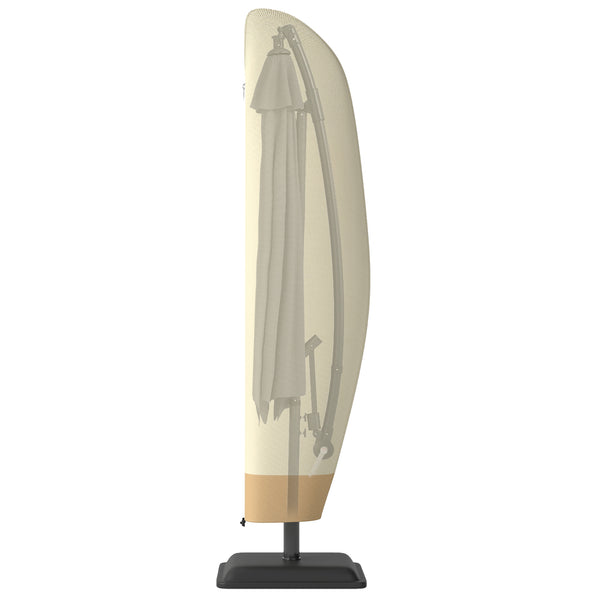 Waterproof Patio Umbrella Cover for 10ft to 13ft Outdoor Offset Umbrella with Zipper, Beige and Coffee