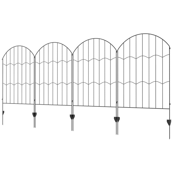 Garden Fence, 4 Pack Steel Fence Panels, 11.4' L x 43" H, Rust-Resistant Animal Barrier, Decorative Border Flower Edging for Yard, Patio, Outdoor Decor, Wave