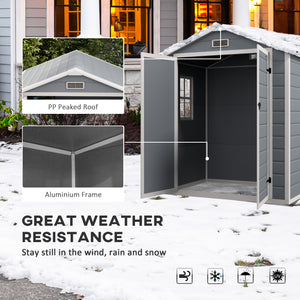 6' x 4.5' Outdoor Storage Shed, Lockable Plastic Garden Tool Storage House Organizer with Double Doors and Vents for Backyard, Patio, Lawn, Grey