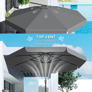 10 ft Patio Umbrella with Push Button Tilt and Crank, Outdoor Market Table Umbrella Parasol with Vent, 8 Ribs for Garden, Deck, Pool, Dark Grey
