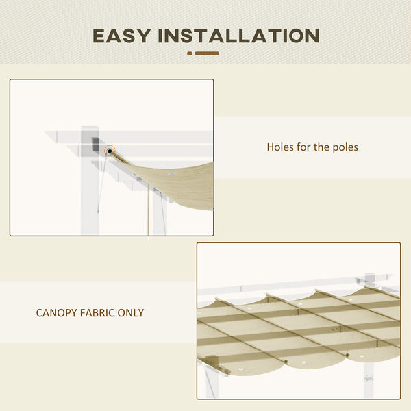 Retractable Pergola Shade Cover, Replacement Canopy Fabric for 4 x 3 (m) Pergola, Gazebo Retractable Roof, Beige