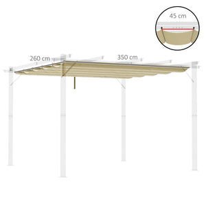 Retractable Pergola Shade Cover, Replacement Canopy Fabric for 4 x 3 (m) Pergola, Gazebo Retractable Roof, Beige