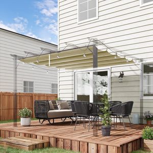 Retractable Pergola Shade Cover, Replacement Canopy Fabric for 4 x 3 (m) Pergola, Gazebo Retractable Roof, Beige