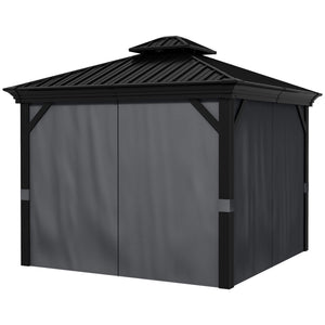 10' x 12' Hardtop Gazebo Canopy with Galvanized Steel Roof, Aluminum Frame, Permanent Gazebo with Netting and Curtains for Patio, Garden, Backyard, Deck, Lawn, Dark Grey