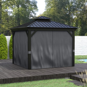 10' x 12' Hardtop Gazebo Canopy with Galvanized Steel Roof, Aluminum Frame, Permanent Gazebo with Netting and Curtains for Patio, Garden, Backyard, Deck, Lawn, Dark Grey